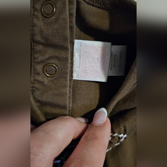 Janie and Jack baby girl Brown top w/ pink/ brown flat cap 6/12mos - Picture 7 of 8